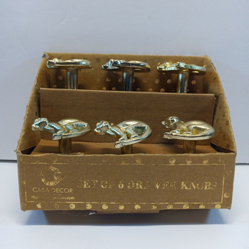 Casa Decor Home Design Concepts Set Of 6 Golden Monkey Drawer Knobs - Picture 2 of 9